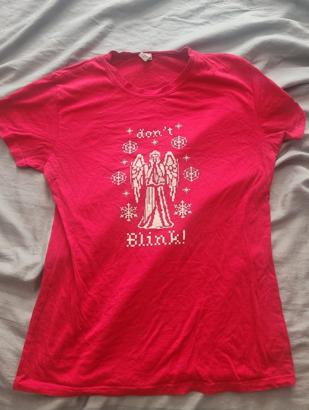 Doctor Who Themed Ugly Christmas Style Red Crewneck Tee